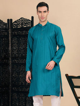 Sanwara - Green Self Design Regular Fit Kurta