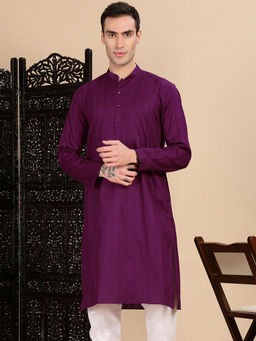 Sanwara - Purple Self Design Regular Fit Kurta