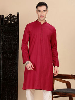 Sanwara - Red Self Design Regular Fit Kurta