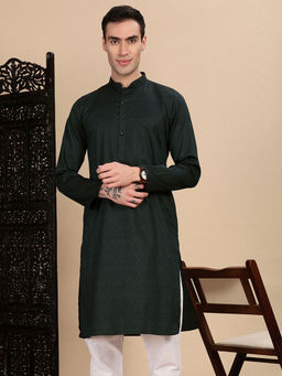 Sanwara - Green Self Design Regular Fit Kurta