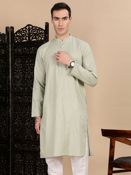 Sanwara - Green Self Design Regular Fit Kurta