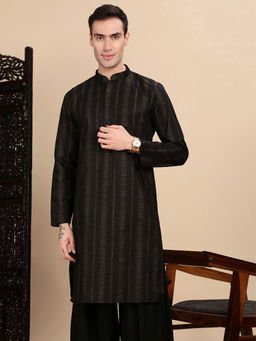 Sanwara - Black Self Design Regular Fit Kurta