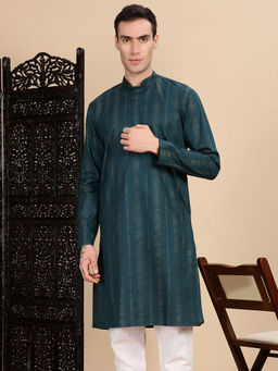 Sanwara - Blue Self Design Regular Fit Kurta