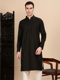 Sanwara - Black Self Design Regular Fit Kurta