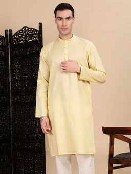 Sanwara - Yellow Self Design Regular Fit Kurta
