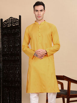 Sanwara - Mustard Self Design Regular Fit Kurta