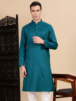 Sanwara - Blue Self Design Regular Fit Kurta
