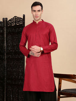 Sanwara - Maroon Self Design Regular Fit Kurta