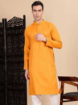 Sanwara - Mustard Self Design Regular Fit Kurta