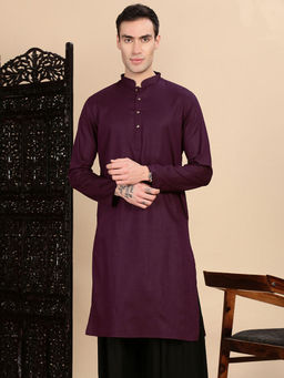 Sanwara - Purple Self Design Regular Fit Kurta