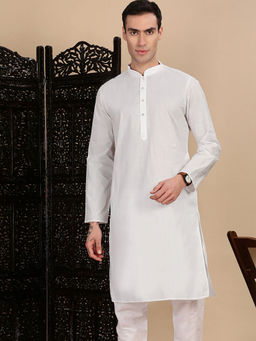 Sanwara - White Solid/Plain Regular Fit Kurta