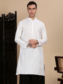 Sanwara - White Solid/Plain Regular Fit Kurta