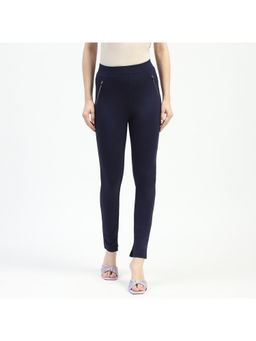 Madame - Women Solid Navy Blue Jeggings