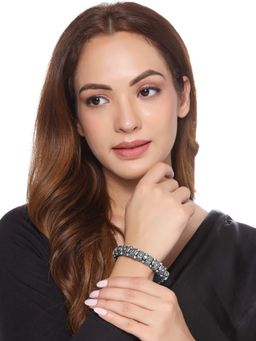 Yellow Chimes - Women Brass Silver-Plated Bangle-Style Bracelet