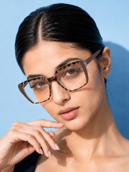 PERKEY - Unisex Square Beige Eyeglass Frame - OPTL007-C2 (55)