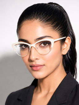 PERKEY - Women Cat Eye White Eyeglass Frame - OPTL0014-C2 (52)