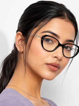 PERKEY - Full Rim Oval Black Eyeglass Frame For Women (OPTL0025-C1) (49)