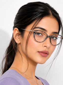 PERKEY - Small Full Rim Oval Stone Grey Eyeglass Frame For Women (OPTL0025-C2) (49)