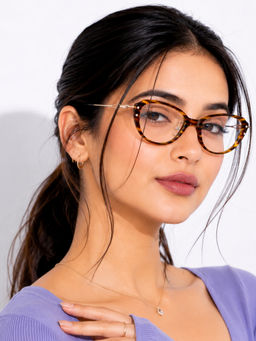 PERKEY - Full Rim Oval Glossy Small Spectacles For Women (OPTL0025-C3) (49)