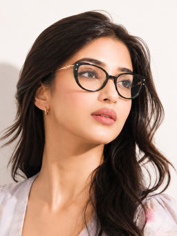 PERKEY - Full Rim Soft Cat Eye Black Spectacle Frames For Women (OPTL0026-C1) (51)