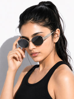 Stood - Black Oval Uv Coating Full Rim Sunglass-Sg-Std0023-C2