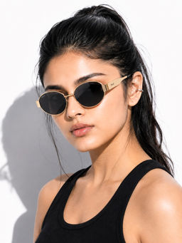 Stood - Black Oval Uv Coating Full Rim Sunglass-Sg-Std0023-C3