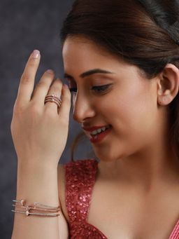 Priyaasi - American Diamond Rose Gold Plated Jewellery (Set of 2)