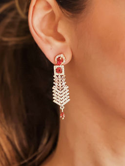 Azai by Nykaa Fashion - Elegant Pink & Rose Gold AD Danglers