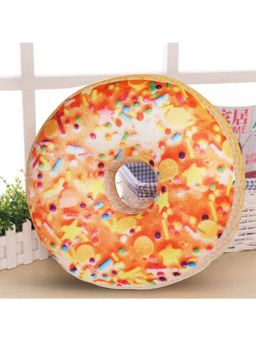 Oscar Home - Round Throw Pillow Beige Donut Decorative Comfortable Soft Plush