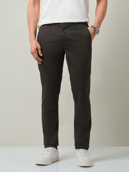 AD By Arvind - Men Brown Cotton Solid Trouser