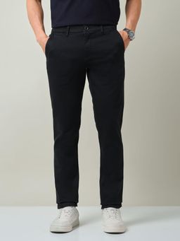 AD By Arvind - Men Black Cotton Solid Trouser