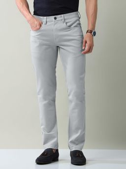 AD By Arvind - Men Grey Cotton Solid Trouser