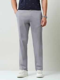 AD By Arvind - Men Grey Cotton Solid Trouser