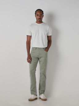 Mufti - Men Green Cotton Blend Solid Jeans