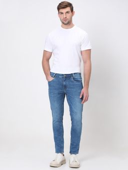 Mufti - Men Blue Cotton Blend Solid Jeans