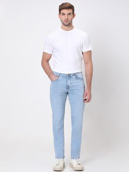 Mufti - Men Blue Cotton Blend Solid Jeans