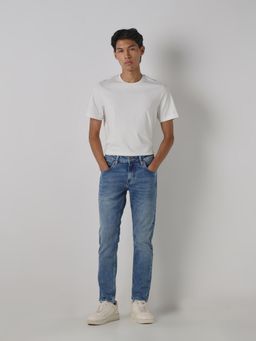 Mufti - Men Blue Cotton Blend Solid Jeans