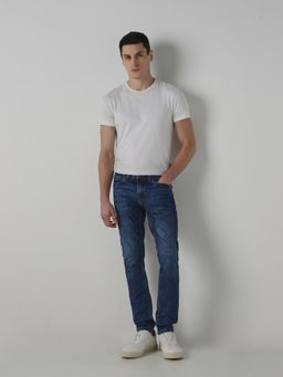Mufti - Men Blue Cotton Blend Solid Jeans