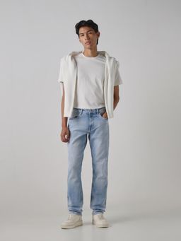 Mufti - Men Blue Cotton Blend Solid Jeans