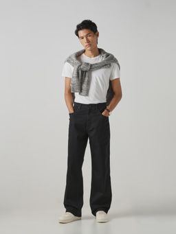 Mufti - Men Black Cotton Blend Solid Jeans