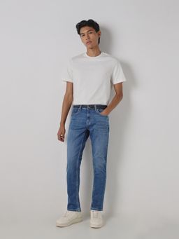 Mufti - Men Blue Cotton Blend Solid Jeans