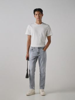 Mufti - Men Grey Cotton Blend Solid Jeans