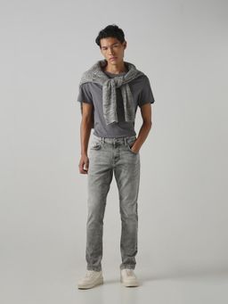 Mufti - Men Grey Cotton Blend Solid Jeans