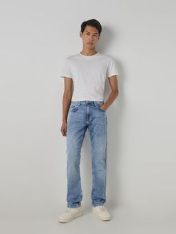 Mufti - Men Blue Cotton Blend Solid Jeans