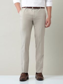 AD By Arvind - Men Beige Polyester Solid Trouser