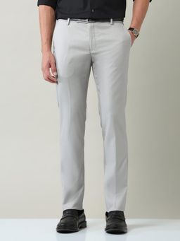 AD By Arvind - Men Grey Polyester Solid Trouser