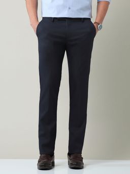 AD By Arvind - Men Navy Blue Polyester Solid Trouser
