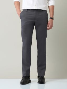 AD By Arvind - Men Grey Polyester Solid Trouser