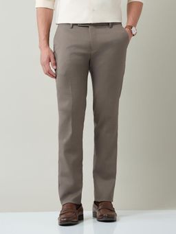 AD By Arvind - Men Khaki Polyester Solid Trouser
