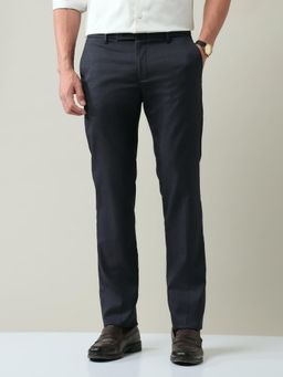 AD By Arvind - Men Navy Blue Polyester Solid Trouser